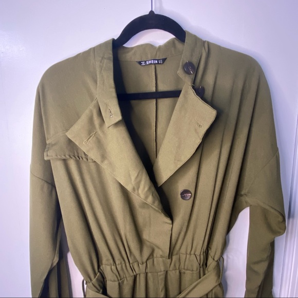 Drop Shoulder Asymmetrical Button Front Belted Jumpsuit - Picture 9 of 14